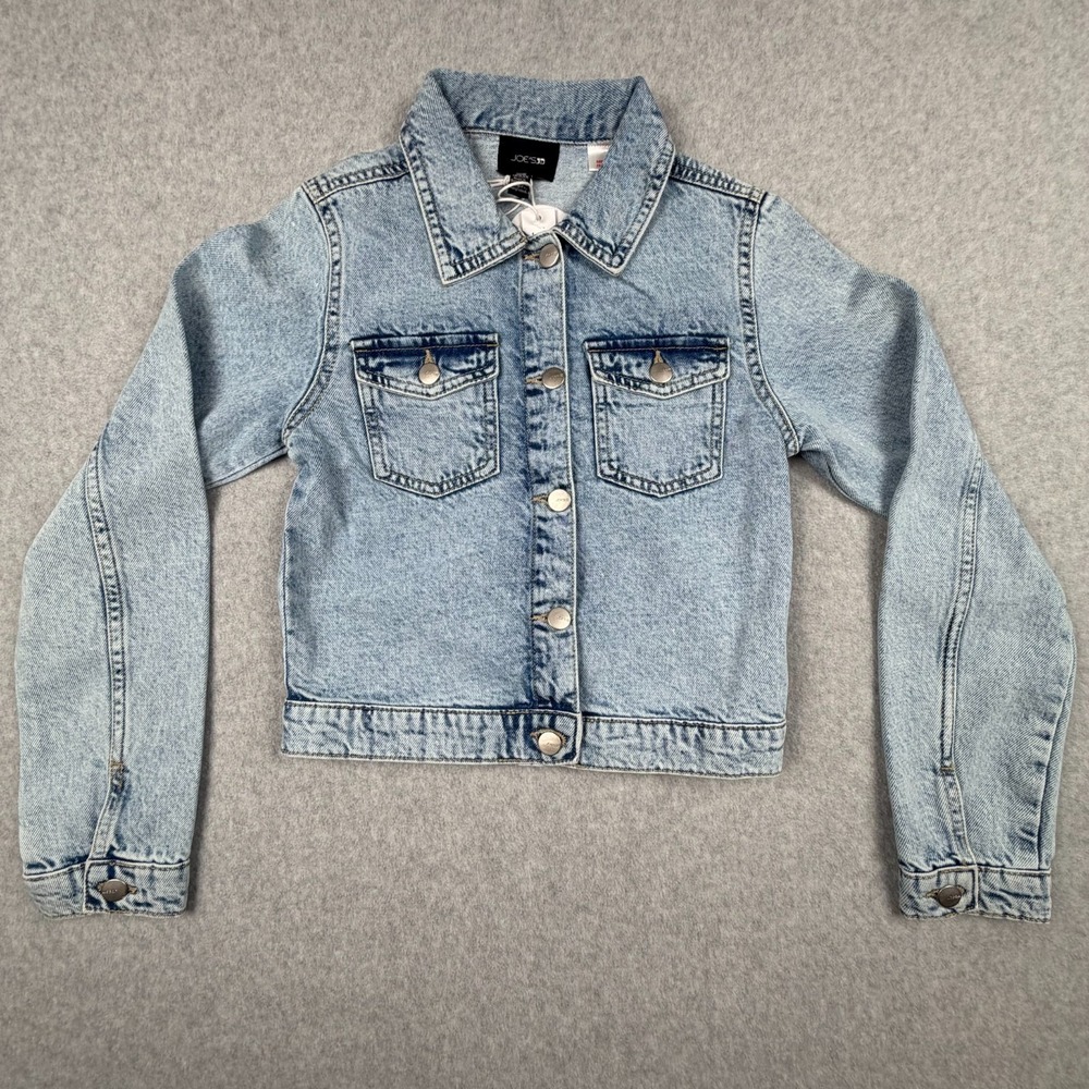 Joe's Jeans Jacket Kids L Blue Bleach Wash Denim Long Sleeve Button Front NWT